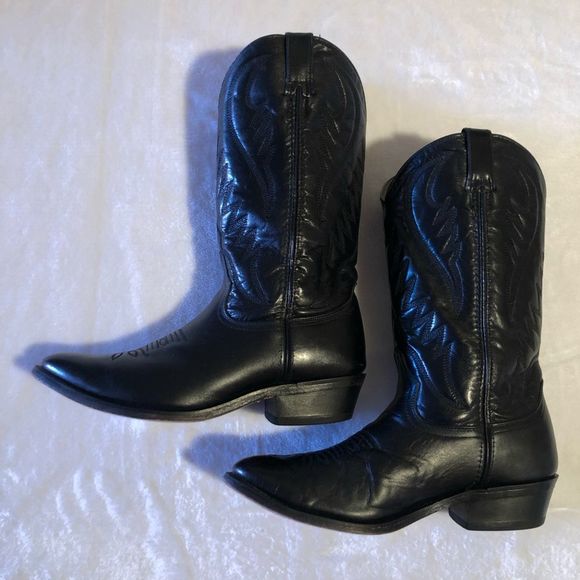Express Rider Western Style Black Leather Boots • Men’s Sz 10 - Picture 4 of 12